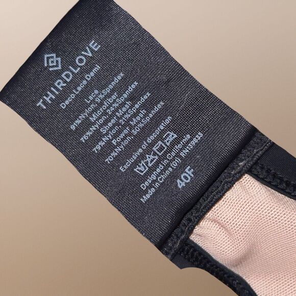 Full Figure Thirdlove Deco Lace Demi Bra Size 40F 40DDD - Picture 4 of 6